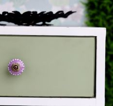 Purple Ceramic Floral Round Cabinet Knob