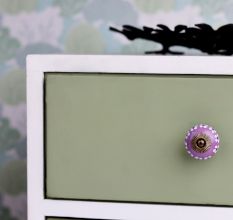 Purple Ceramic Floral Round Cabinet Knob