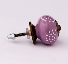 Purple Ceramic Floral Doted Dresser Knob