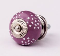 Purple Ceramic Floral Doted Dresser Knob