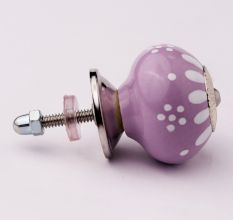 Purple & White Ceramic Floral Knob