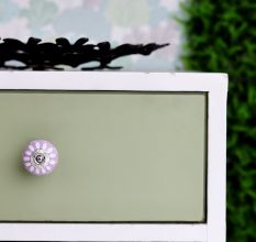 Purple & White Ceramic Floral Knob