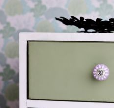 Purple & White Ceramic Floral Knob