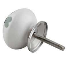Green & White Ceramic Floral Knob