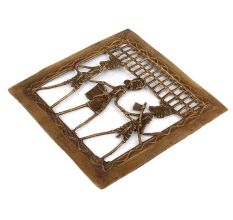 Brass Dhokra Art Hanging Two Farmer With Tribal Lady With Basket
