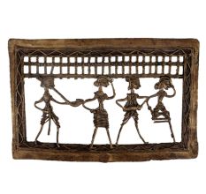 Brass Dhokra Art Hanging Rectangular Border Tribal Dancing Troupe