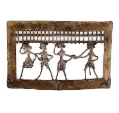 Brass Dhokra Art Hanging Rectangular Border Tribal Dancing Troupe