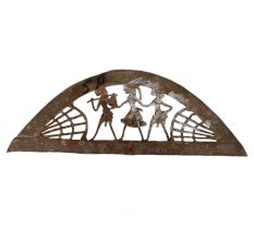 Brass Dhokra Art Wall Hanging Tribal Farmers Statues in Semi Circle