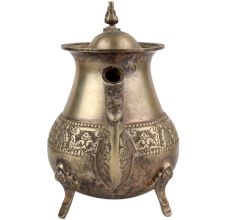 Brass Floral Border Tea Pot Kettle With Decorative Spout