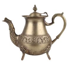 Brass Floral Border Tea Pot Kettle With Decorative Spout