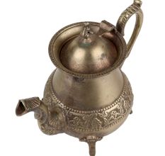 Brass Floral Border Tea Pot Kettle With Decorative Spout