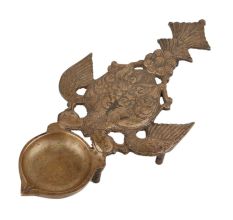 Brass Oil Lamp Deepak With Peacock Bird Handle