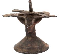 Brass oil Lamp Dhokra Work With Bird Figurines Temple Oil Lamp