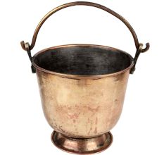 Brass Bucket Golden With Swing Handle And Round Base