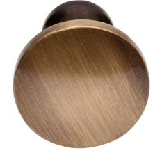 Handmade Round Distressed Brass Cabinet Knob In Antique Gold Color