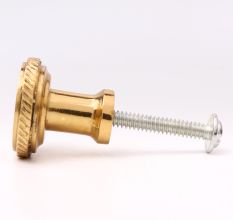 Round Beaded Brass Cabinet Door Pull Knobs In Golden Color