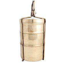 Golden Brass Three storage Tiffin Box Or Lunch Box