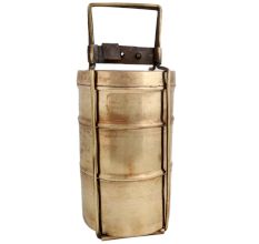 Brass Tiffin Box Or Lunch Box With Three Separate Containers