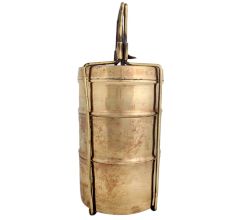 Brass Tiffin Box Or Lunch Box With Three Separate Containers