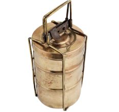 Brass Tiffin Box Or Lunch Box With Three Separate Containers