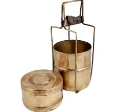 Brass Tiffin Box Or Lunch Box With Three Separate Containers