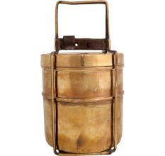 Small Compact Brass  Lunch Box Or Tiffin With Only Two Containers