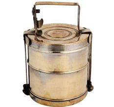 Brass Lunch Box Tiffin With A Thick Frame And Lock