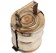 Brass Lunch Box Tiffin With A Thick Frame And Lock