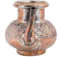 Copper Handmade Tea Pot Carved Design And Spout Kettle
