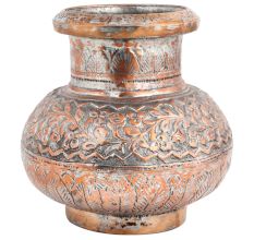 Copper Handmade Tea Pot Carved Design And Spout Kettle