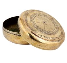 Brass Round Box Hand Engraved Subtle Pattern