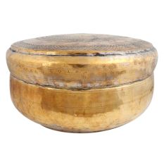 Round Brass Box Engraved Design Vintage Collection