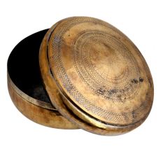 Round Brass Box Engraved Design Vintage Collection