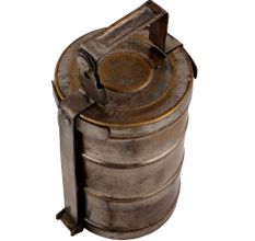 Brass Three Tier Chapati Box With Thick Handle