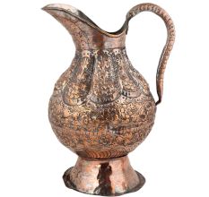 Hand Crafted Copper Jug Engraved Floral Design