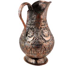 Copper Jug With Islamic Scrolling Motifs And Foliage