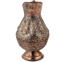 Copper Jug Or Pitcher Hand-Hammered Floral Design