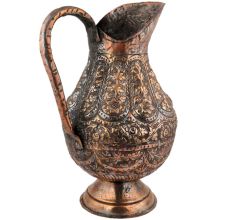 Copper Jug Or Pitcher Hand-Hammered Floral Design
