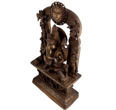 Vintage Brass Ganesha on His Aasan Sun God prabhavali