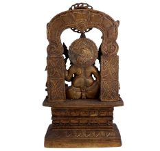Vintage Brass Ganesha on His Aasan Sun God prabhavali