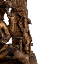 Vintage Brass Ganesha on His Aasan Sun God prabhavali