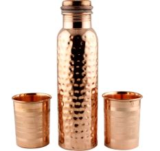 Hand Hammered Copper Water Bottle With 2 Glasses set