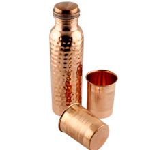 Hand Hammered Copper Water Bottle With 2 Glasses set