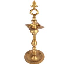 Brass Oil Lamp Four Faceted South Indian Lamp