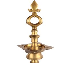 Brass Oil Lamp Four Faceted South Indian Lamp