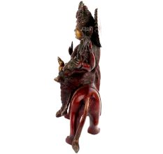 Exquisite Red Brass Goddess Durga On A Lion