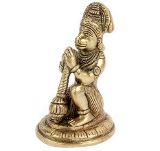 Brass Sitting Hanuman Worship Statue