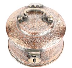 Hand Crafted  Round Copper Paan Daan Floral Design Gift