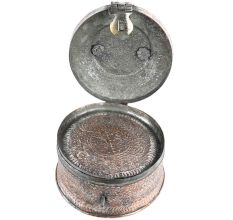 Hand Crafted  Round Copper Paan Daan Floral Design Gift