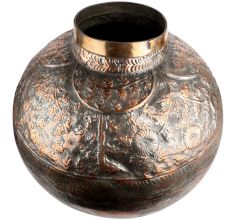 Round Copper Traditional Water Pot Embossed Design